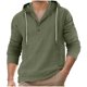 thumbnail image 2 of Ceisia Men's Oversize Hooded Half-Placket Flax Long-Sleeve Top Multi-Solid for Spring/Summer Gift, 2 of 6
