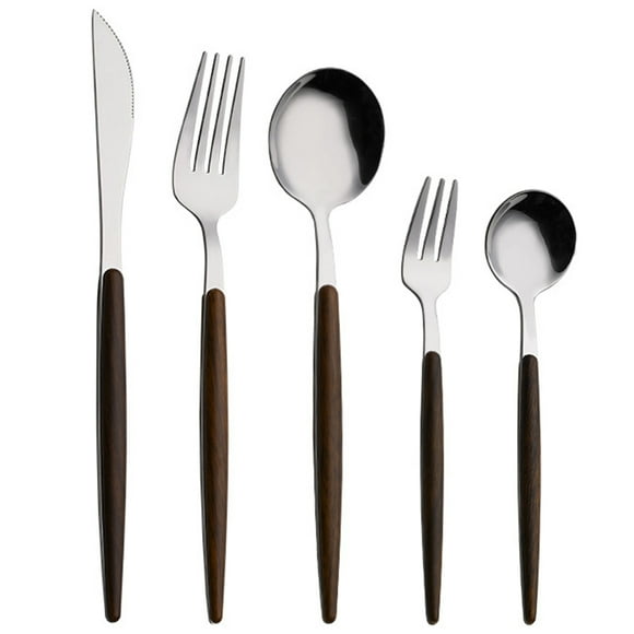 Coofit Ensemble de Couverts Vintage : 5 Pcs Ustensiles de Table en Acier Inoxydable