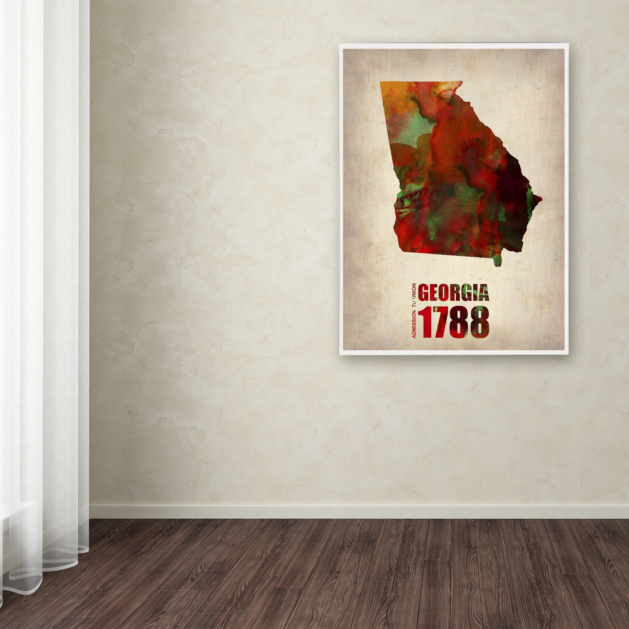 Trademark Fine Art "Georgia Watercolor Map" Canvas Art by Naxart