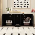 thumbnail image 6 of NARTRU 43.3" Wooden Cat Litter Box Enclosure with Litter Filter, Black, 6 of 8