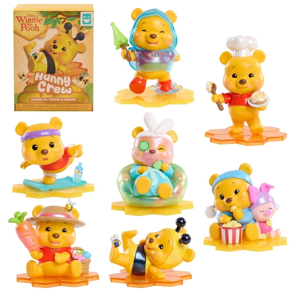 HAPPY HAUL Disney Winnie the Pooh Hunny Crew Designer Figures, Surprise Collectible Toy Figure in Blind Box with Shimmery Finishes, 4 Inches Tall, Short-Run Drop, Ages 8 and up