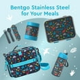 thumbnail image 6 of Bentgo Kids Stainless Steel Food Jar - 11 fl oz Leak-Proof Double Insulated Hot or Cold Food Container with Removable Silicone Bumper, Dishwasher Safe, Easy Open Lid, Ages 3+ (Dinosaur), 6 of 7