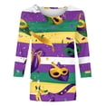 thumbnail image 5 of TIMIFIS Hauts à Manches 3/4 pour Femmes Décontracté Ample Mardi Gras Imprimé Col Rond T-Shirt Chandail Tops de Fête, 5 of 5
