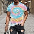 thumbnail image 5 of Dvprdro Men's Tie Dye Short Sleeve T-shirts Fashion Trendy Crew Neck Pullover Tops Casual Gym Sport Workout Tee Light Blue L, 5 of 5