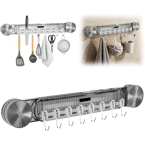 Durable Wall Mounted Inline Vacuum Hooks, No-Drill Waterproof Stainless Steel Adhesive Hooks for Bathroom Kitchen Towel