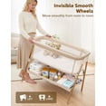 thumbnail image 4 of suihuooo Baby Bedside Bassinet Sleeper with Mattress, Storage Basket and 4 Auto-Lock Wheels, Full-Mesh Sides, Mini Crib for Babies Newborn,Beige, 4 of 7