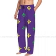 thumbnail image 4 of Mens Woman Woman Sleepwear Loose Sleep Pants Pajamas Fleur De Lis Illustration Long Lounge Bottoms Casual Homewear, 4 of 6
