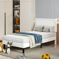thumbnail image 3 of VECELO Set of 2 Twin Bed Frames, Modern Upholstered Platform Bed Frame with Button Tufted Adjustable Headboard, No Box Spring Needed, White, 3 of 10