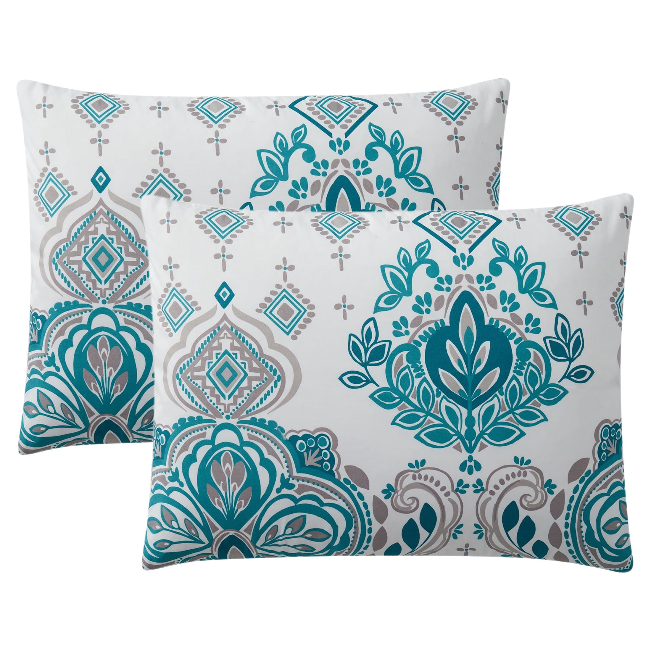 VCNY Home Evergreen 7-Piece Teal Damask Reversible Comforter Set, King, Adult, Unisex