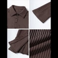 thumbnail image 4 of Camisa Corta A Rayas con Botones para Mujer, Blusa Ajustada de Larga, Camisa de Trabajo Color Café S, 4 of 9