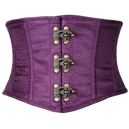 

Top Drawer Plum Brocade Steel Boned Mini Cincher With Clasps