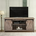 thumbnail image 2 of TV Console Table with Barn Door, Farmhouse TV Stand for TVs up to 50", Sliding Wood TV Console Cabinet w/ Storage Shelves, Universal TV Stand Home Media Entertainment Center for Living Room, LLL698, 2 of 9
