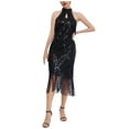 thumbnail image 4 of Womens 1920s Flapper Dress Ersonality Vintage Long Fringe Dress Roaring 20s Sequins Beaded Dress Lace Beaded Dress Sweaters That Hide Stomach Petite Dresses for Women Party Evening Party Beach Dress, 4 of 4