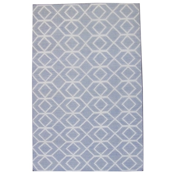 Wahi Rugs Hand Knotted Flatweave Modern Coastal Wool 5'0" x 8'0" - W820