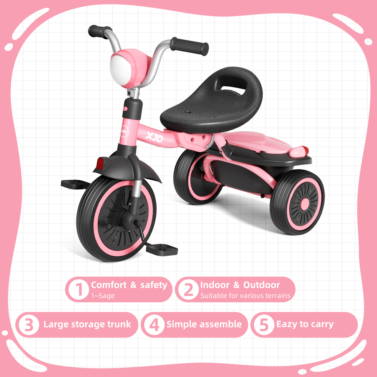 XJD 5-in-1 Toddler Tricycle for 1-4 Years photo 5