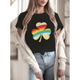 thumbnail image 1 of Women's St. Patrick's Day Green T-Shirt Casual Crew Neck, Rainbow Shamrock Print, Soft , Short Sleeve Top, 1 of 7