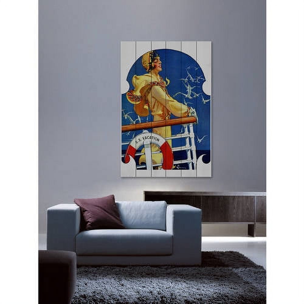 Marmont Hill "S.S. Vacation" Painting Print on White Wood