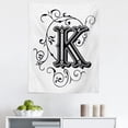 thumbnail image 1 of Letter K Tapestry, Uppercase Design from Medieval Times Typography Sign Alphabet Pattern, Fabric Wall Hanging Decor for Bedroom Living Room Dorm, 5 Sizes, Black Grey White, by Ambesonne, 1 of 1