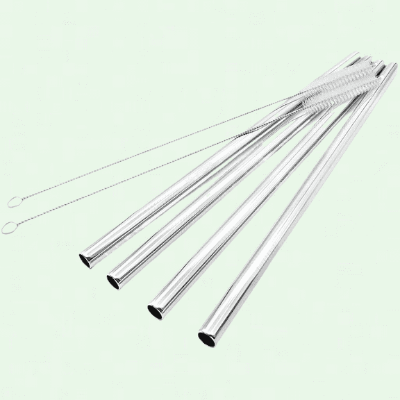Super Big Drinking Straws Set of 4 - 12" Extra Long, 1/2" Extra Wide, Reusable 304 Food-Grade Stainless Steel
