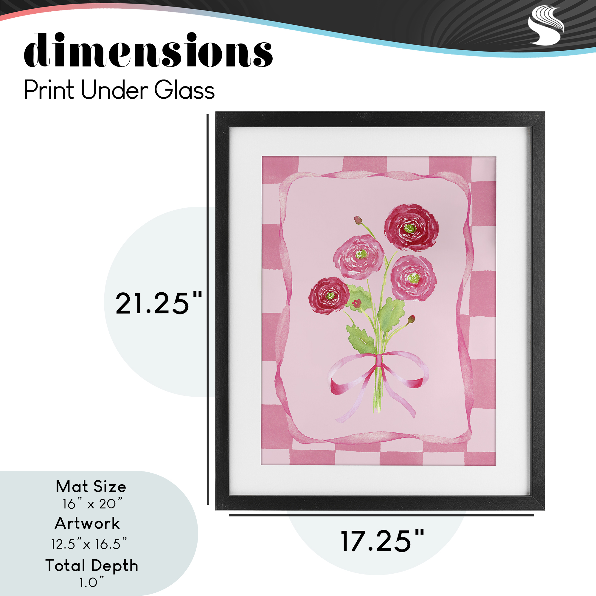 Pretty And Sweet Ranunculus Black Framed Print Under Glass, design by Nina Jacobs