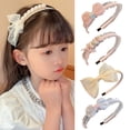 thumbnail image 1 of rygai Lace Trim Heart Decor Shiny Elastic Girls Headband Kids Imitation Pearls Bowknot Decor Hair Hoop Hair Ties,Blue, 1 of 8