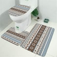 thumbnail image 2 of Brown Geometric Striped Pattern Bathroom Rugs Sets 3 Piece,Toilet Cover Set,Absorbent Non Slip Bathroom Mats Sets with U-Shaped Contour Rug Toilet Rug Set, 2 of 5