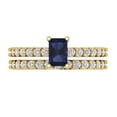 thumbnail image 2 of Clara Pucci 14K Yellow Gold Emerald Cut 0.5Ct Simulated Blue Sapphire Engagement Ring + Matching Band - Luxury Box Included, 2 of 7