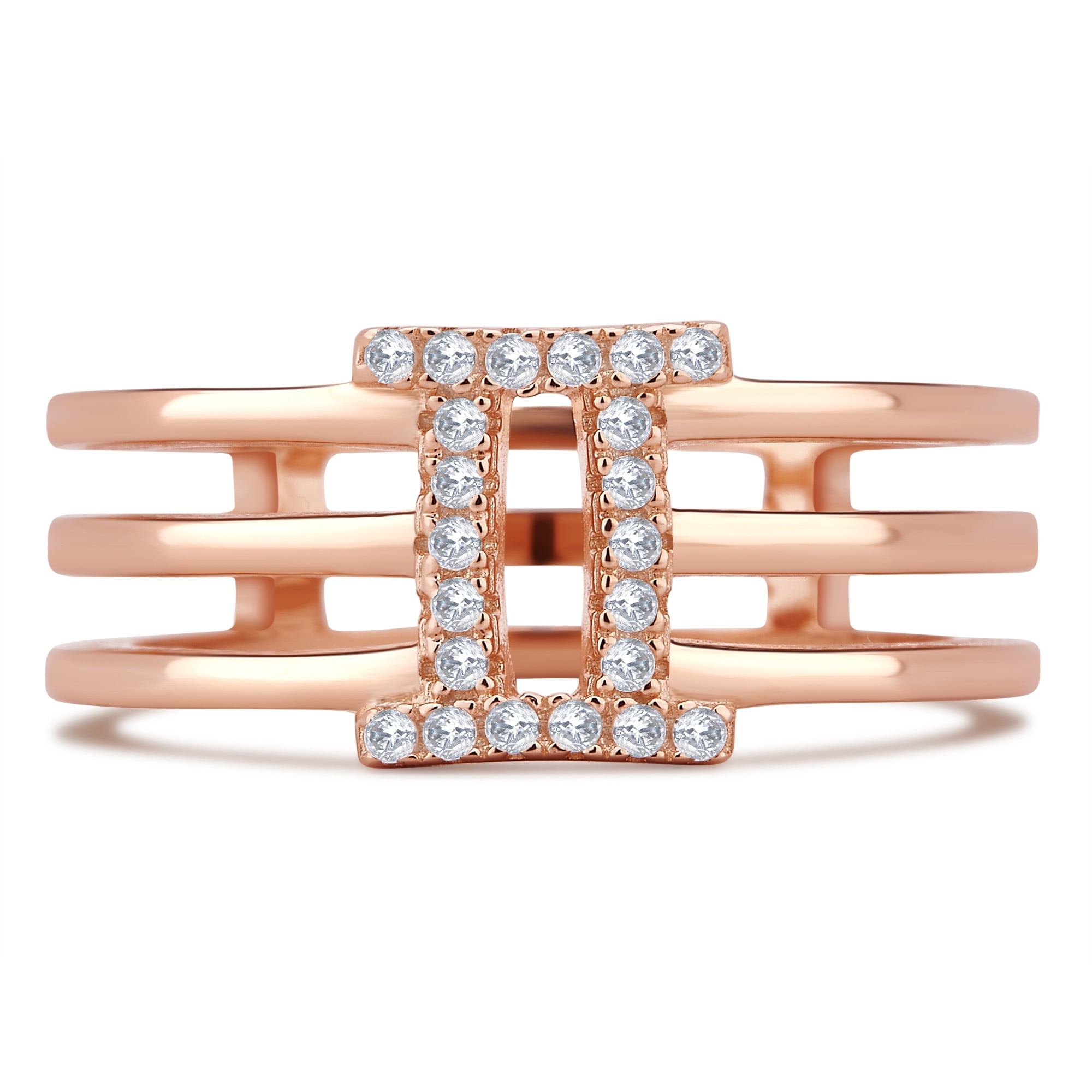 1/5 Carat T.W Roman Digit "II" Cubic Zirconia Fashion Ring, Rose Tone Sterling Silver