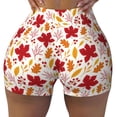 thumbnail image 2 of Honeii fall laef Maple Print Women's Workout Shorts, Gym Shorts for Active Wear, Sports Shorts,Women's Running Shorts,Quick Dry Athletic Shorts-Small, 2 of 8