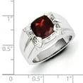 thumbnail image 3 of Sterling Silver Garnet & Diamond Square Men's Ring, 3 of 3