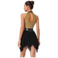 thumbnail image 6 of iiniim Women's Color Block Lyrical Dance Dress Sleeveless Ruched Figure Skating Modern Dancewear Black XXL, 6 of 7