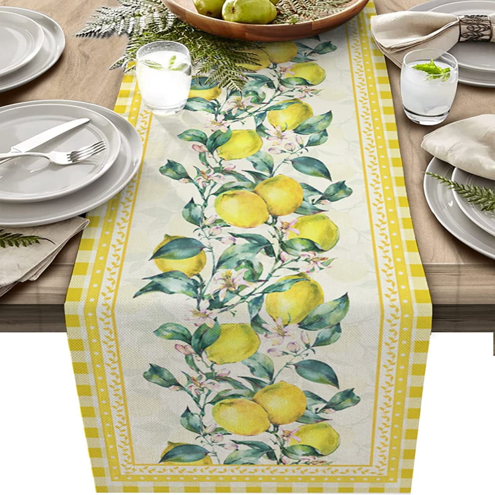 Yellow Table Runner Summer Lemon Table Runners Lemon Decorations for Kitchen Table Dining Room