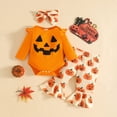 thumbnail image 4 of TOWED22 Baby Girl Clothes Outfits Cute Print Romper Pant Fall Winter Newborn Outfit Sets 3Pcs,Color: Orange,Size:0-3 M, 4 of 8