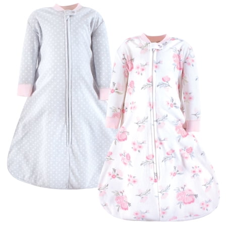 Hudson Baby Infant Girl Long-Sleeve Fleece Sleeping Bag, Basic Pink Floral, 12-18 Months