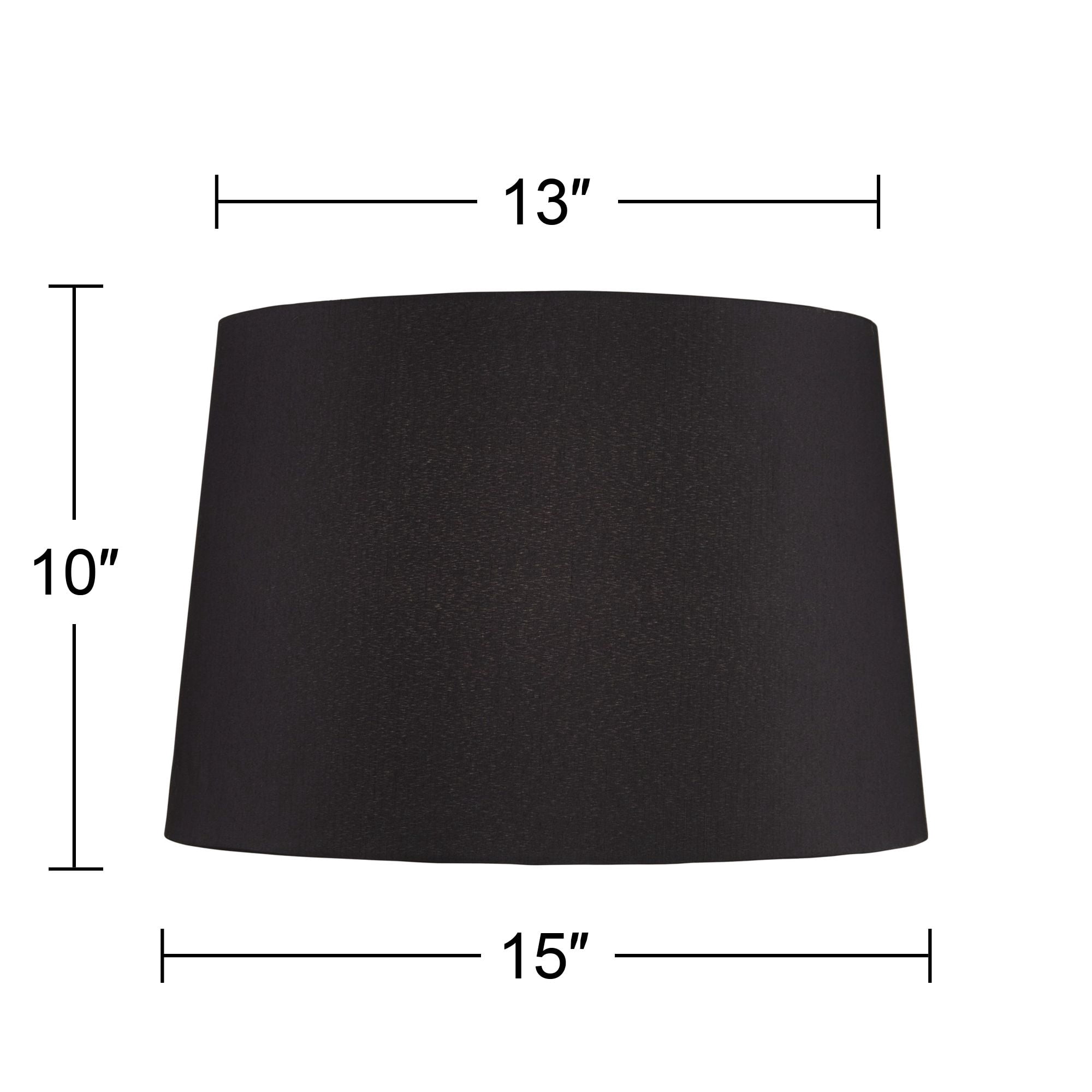 Springcrest Black Faux Silk Medium Tapered Drum Lamp Shade 13" Top x 15" Bottom x 10" Slant x 10" High (Spider) Replacement with Harp and Finial