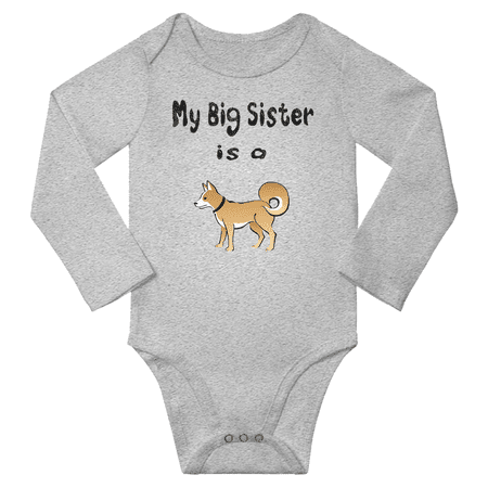 

My Big Sister is a Akita Dog Funny Baby Long Sleeve Bodysuit Boy Girl (Gray 6-12M)