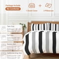 thumbnail image 6 of 3 Piece Black Gray Striped Duvet Cover Set Queen Size, Microfiber Comforter/Quilt Cover with Corner Ties and 2 Pillowcases, Farmhouse Stripe Art All Season Soft Bedding with Zipper Closure, 6 of 8