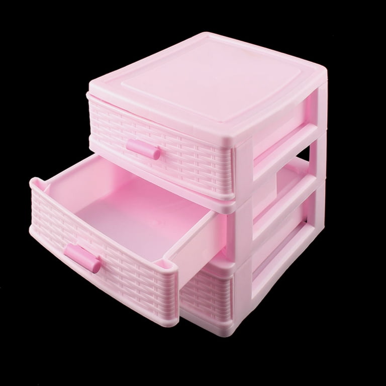 RAMFIYN Pink Makeup Storage, Pink Tackle box for Women with Handle.  Cosmetic Storage Box Organizer, Portable 3 Layers Makeup Case for Home