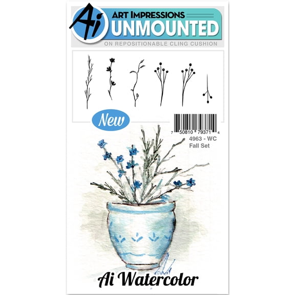 Art Impressions Watercolor Cling Rubber Stamps Fall
