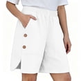 thumbnail image 6 of 2026 Womens Summer Shorts with Pockets 100% Cotton Cargo Style Button Detail Shorts Elastic Waist Wide Leg Bottoms, 6 of 6