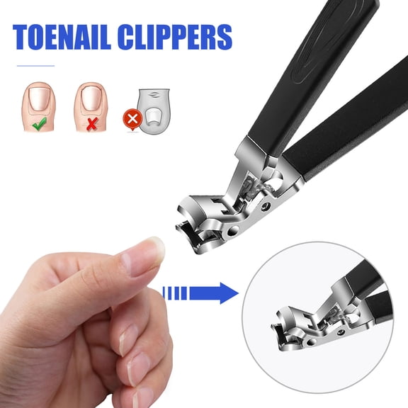 Angle Head Nail Clippers Toenails, Ergonomic Nail Clippers with Collection Container, Nail Clippers for Thick Nails, Premium Stainless Steel Nail Clipper for Seniors