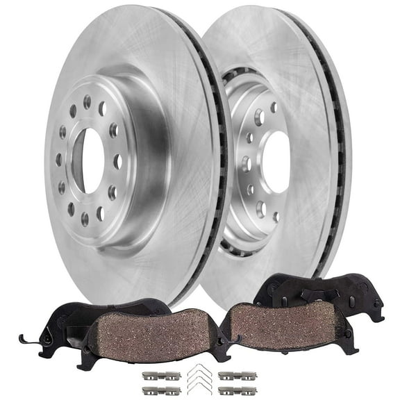 Detroit Axle - Rear Disc Rotors Ceramic Brake Pads for 2019-2025 Ram 1500: 14.76" Rotor