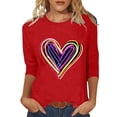 thumbnail image 1 of Mujeres Tres Cuartos de Manga Tops Día de San Valentín Impreso Suelto Cuello Redondo Suéter, Suelto Ajuste Tops para las Mujeres Vestir Fiesta Casual, 1 of 5