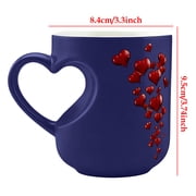 Weloille Valentine's Day Mug 1 Piece, Love Heart Handle Ceramic Cup, Smooth Surface Heat Resistant Drinkware, Romantic Design Reveal Cup for Couple Anniversary Gift Daily Coffee Tea Use