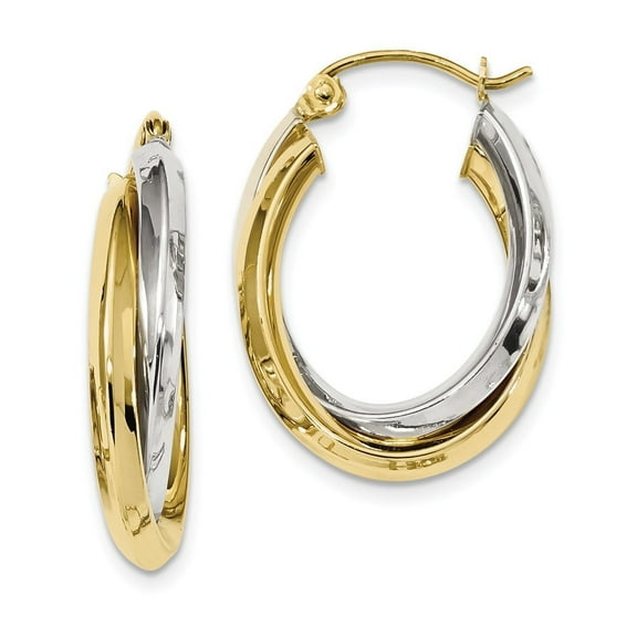 Primal Gold 10 Karat Yellow and White Gold Double Oval Hoop Earrings