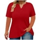 thumbnail image 1 of Camisetas Casuales de Mujer Cuello en V Color Sólido Camiseta de Gran Tamaño Poliéster Ligero, Blusa Suelta para Verano Primavera Diaria, 1 of 5