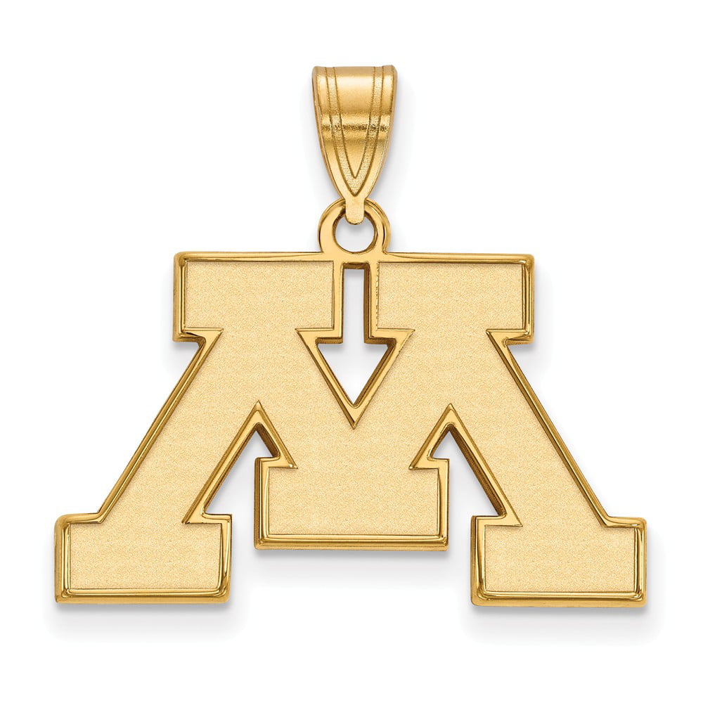 Solid 925 Sterling Silver with Gold-Toned University of Minnesota Small Pendant 20mm x 19mm 