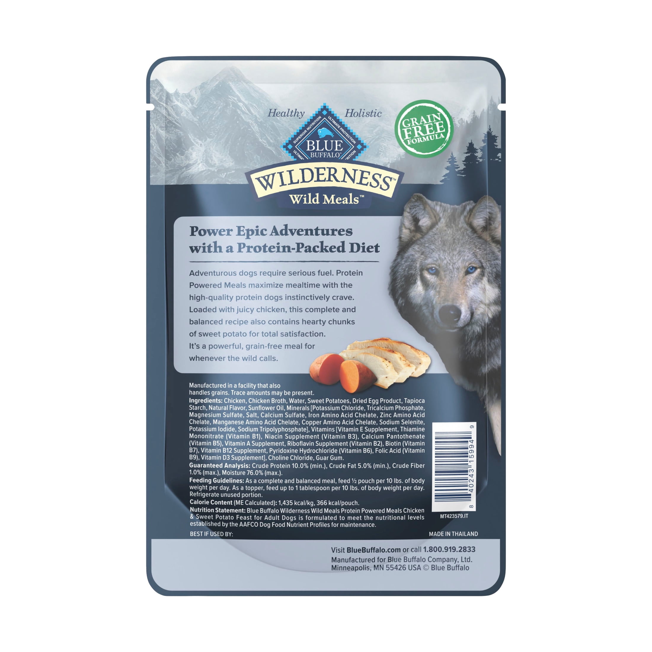 Blue Buffalo Wilderness Wild Meals, Chicken, High-Protein Adult Wet Dog Food, 9oz. Pouch