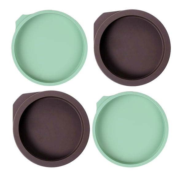 BESTONZON 4PCS 4 Inch Fondant Cake Mold Round Cookies Chocolate Mold Nonstick Silicone Baking Plate for DIY Home (Random Color)