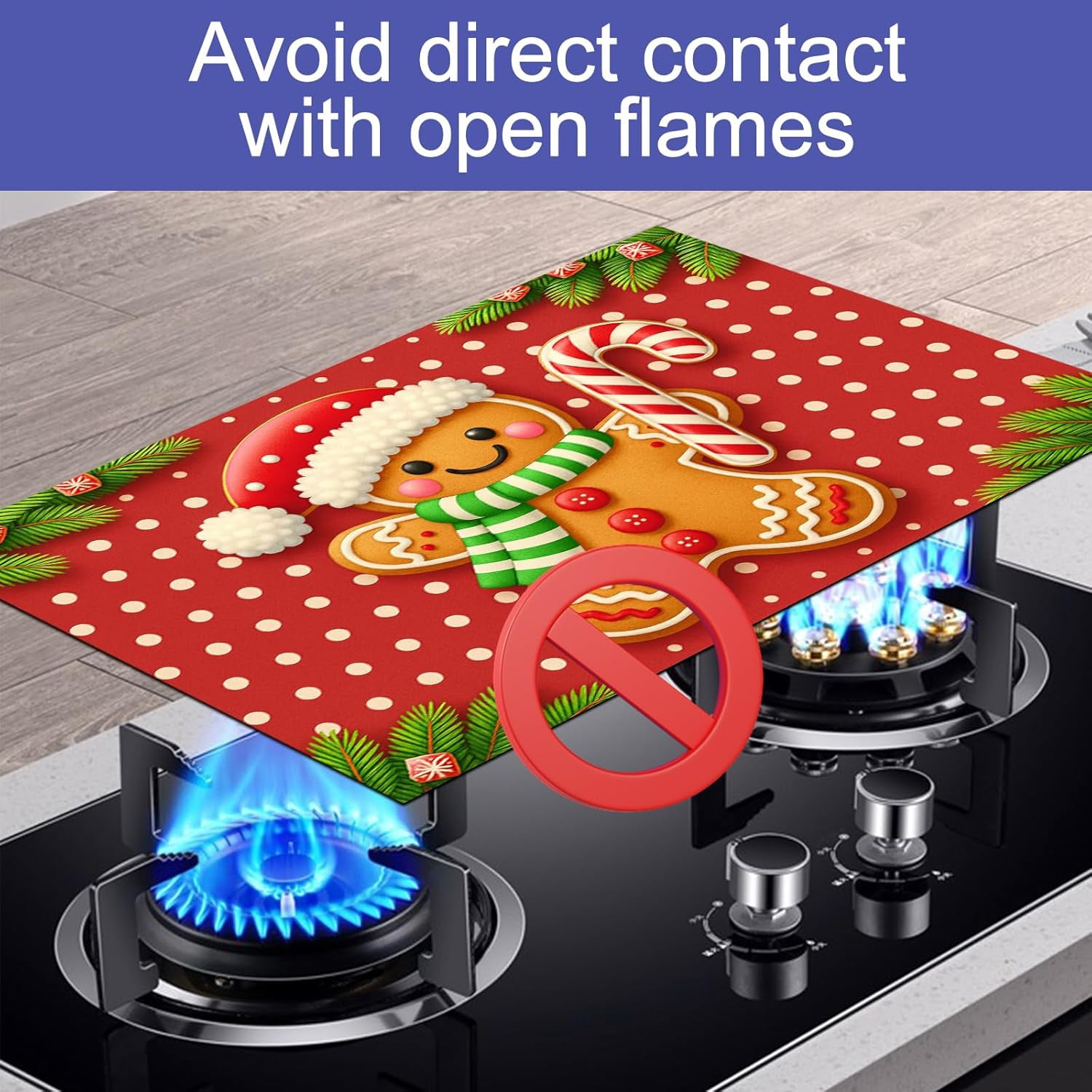 Stove Top Covers for Electric Glass Stove 28x20 Inch Gingerbread Man Christmas Cooktop Protector Heat Resistant Counter Cover Dish Drying Mat for Kitchen RV Camper